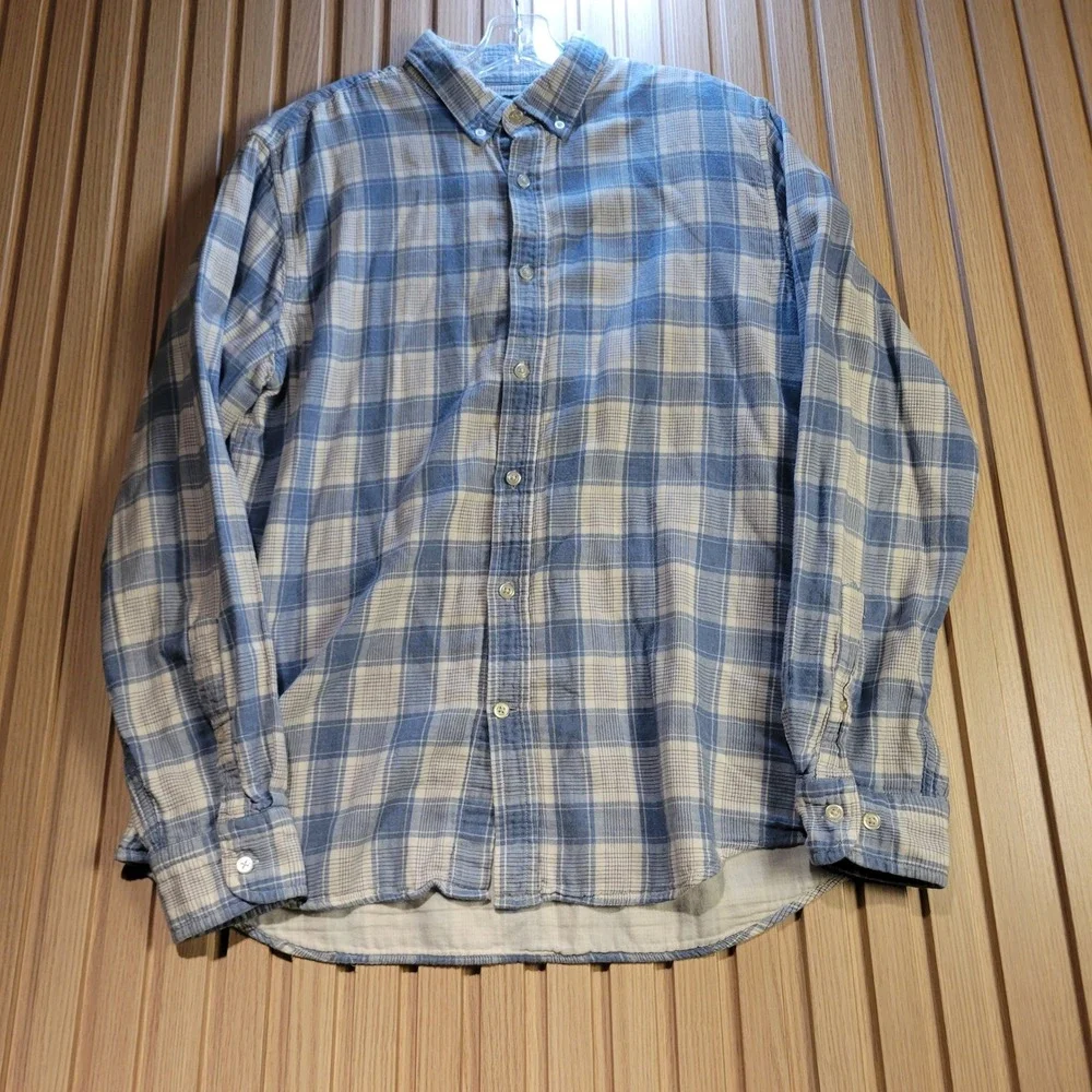 Banana Republic Mens Slim Fit Plaid Button Down Shirt Blue White Large L